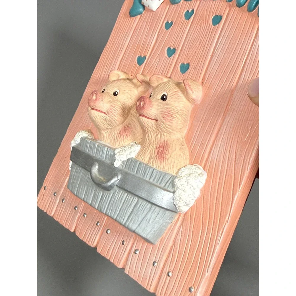 Vintage 1987 Scioto Ceramic Pig Wall Plaque I Love Country Farmhouse Decor Pink